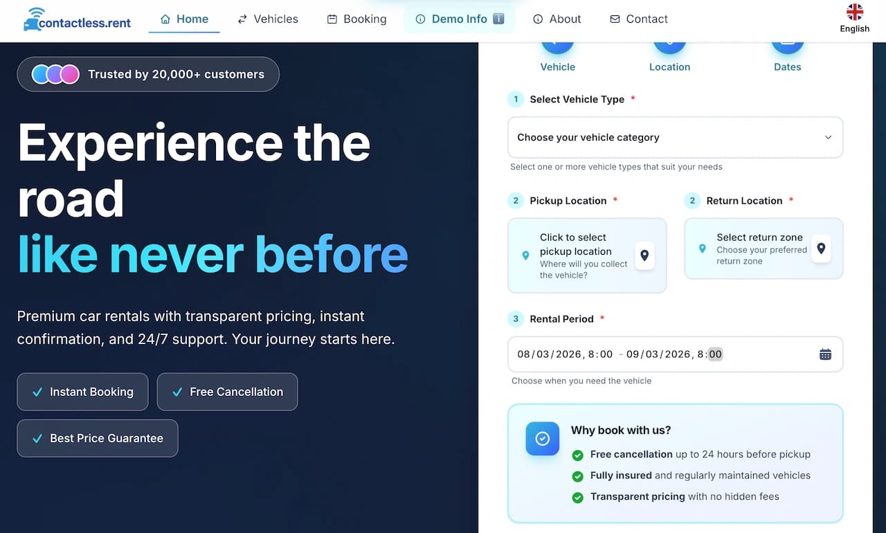 PASS2RENT Booking Website Interface