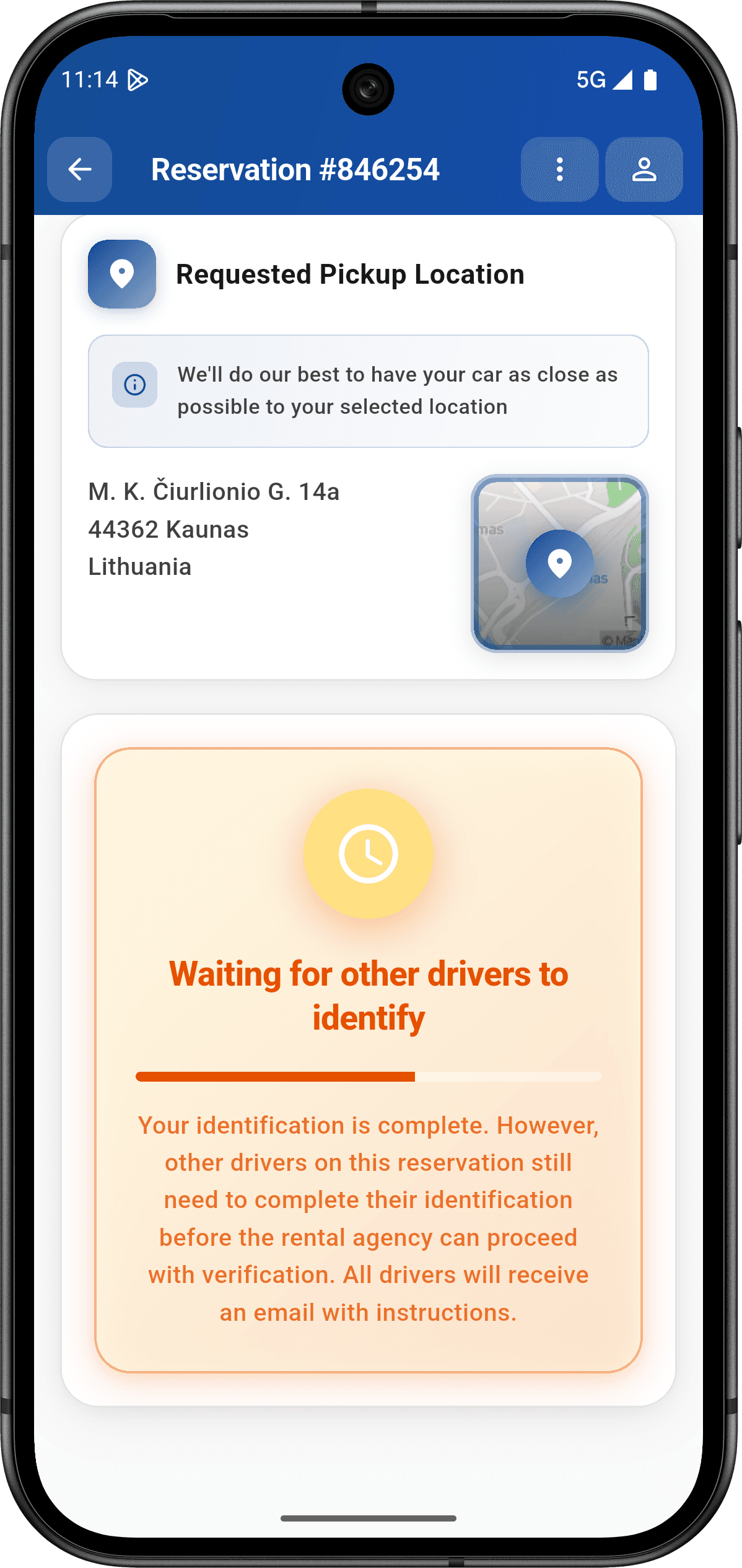 Multi-driver status showing waiting for other drivers