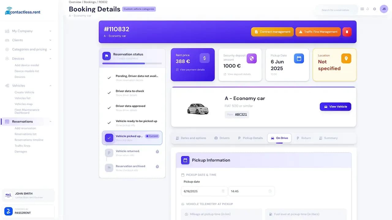 PASS2RENT Admin Console - Klientų valdymas