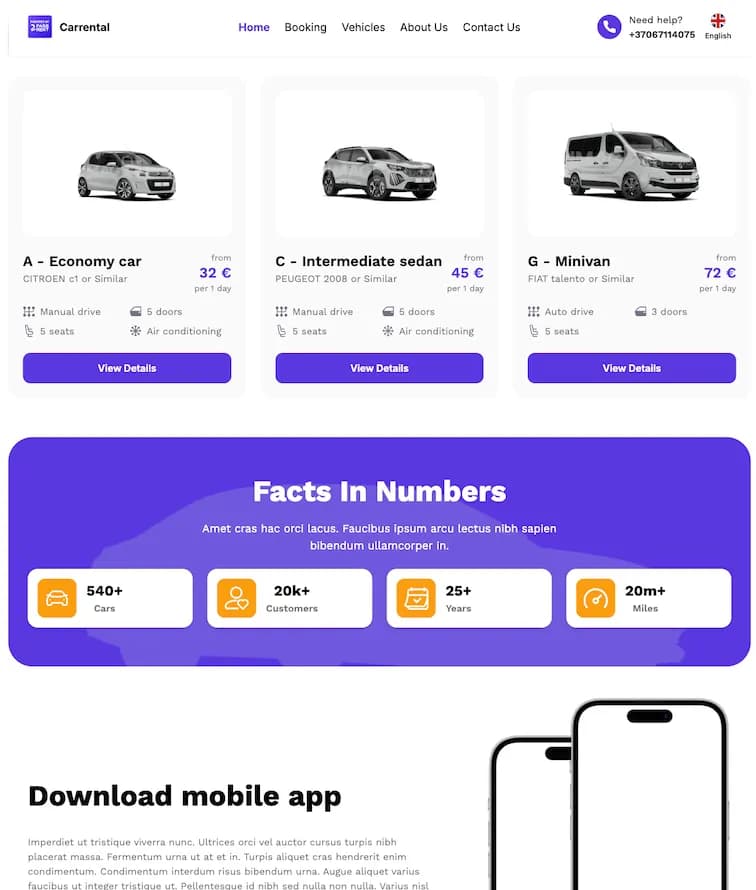 PASS2RENT branded booking website example