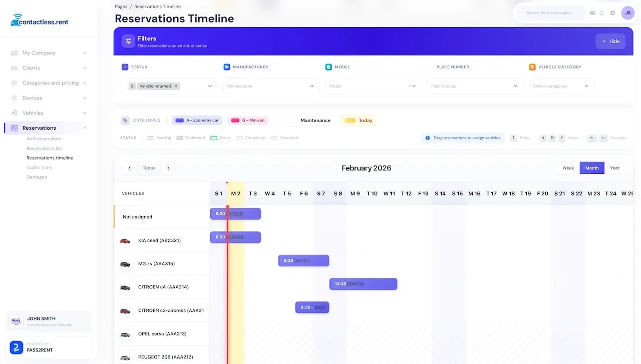 PASS2RENT Platform - Smart Booking Calendar