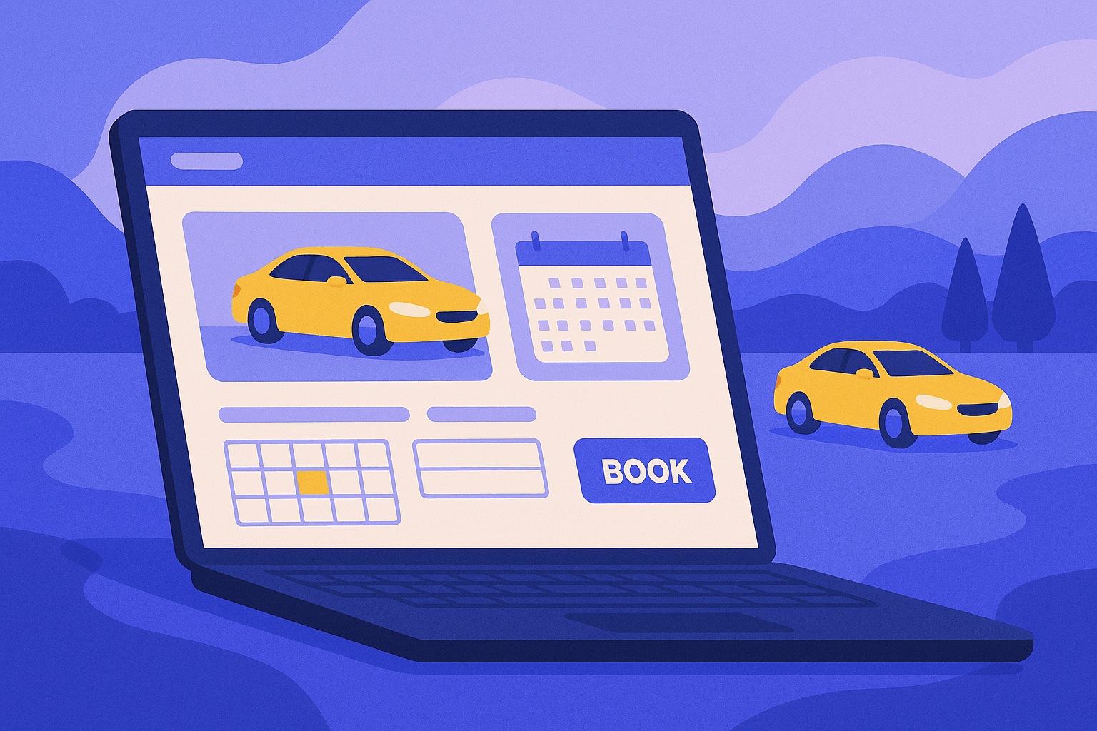 Booking Website — Your Fleet, Online 24/7 - Professional car rental management interface showcasing key features