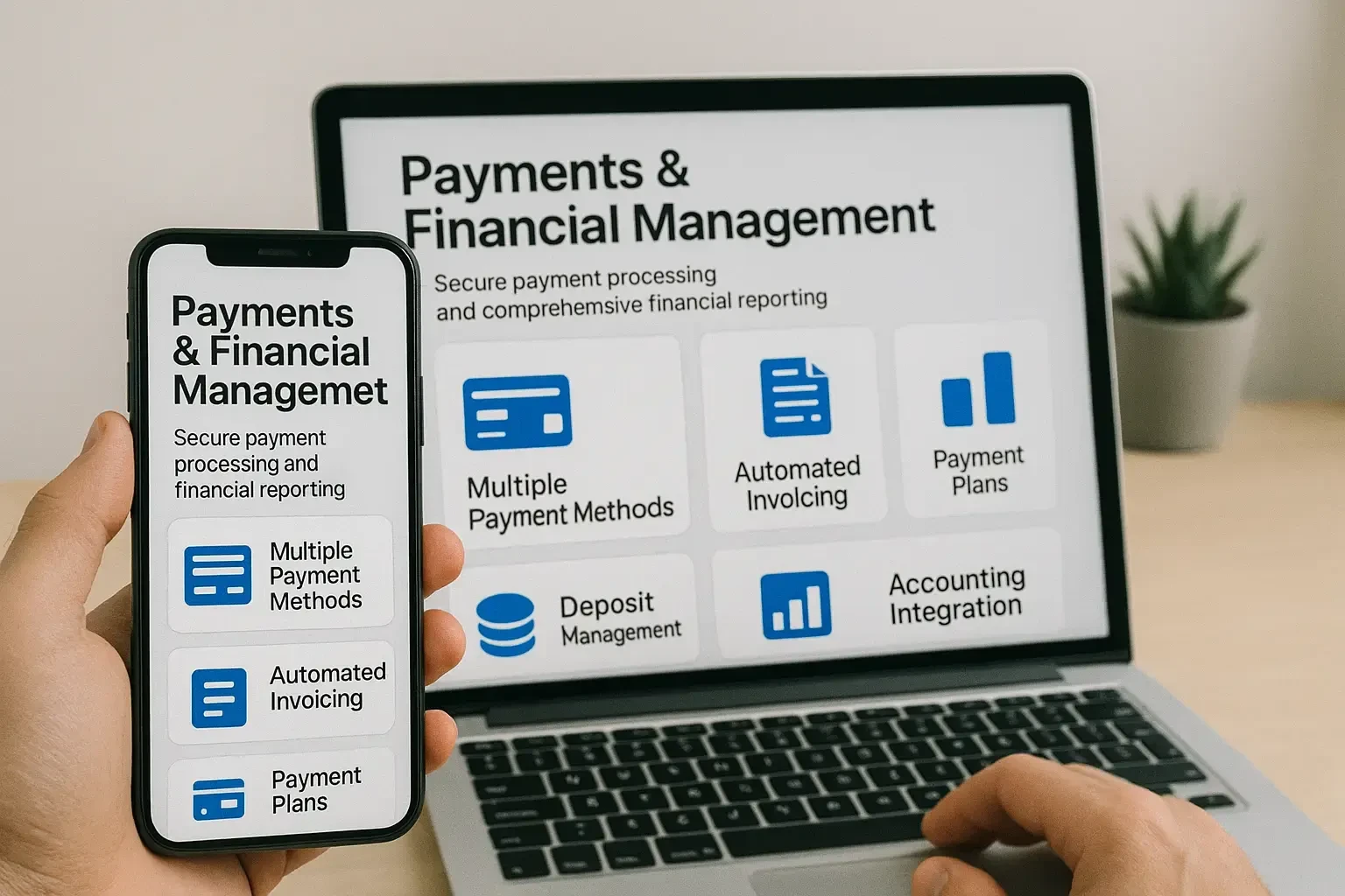 Payments & Financial Management - Secure payment processing and comprehensive financial reporting